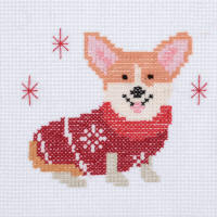 Festive Corgi Min Counted Cross Stitch Kit