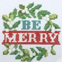 Be Merry Wreath Min Counted Cross Stitch Kit