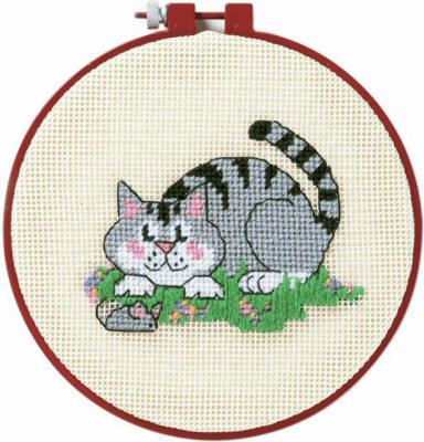 Large Picture of Dimensions Stamped Cross Stitch A Cat and a Mouse 